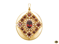 Oval garnet and seed pearl-set pendant